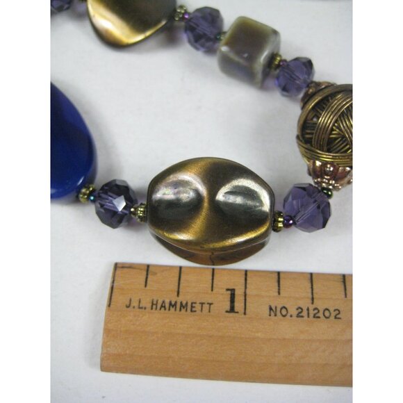 Colorful Plastic Beaded Necklace Large Beads 35 in Strand Unique Asymmetrical - Picture 4 of 11